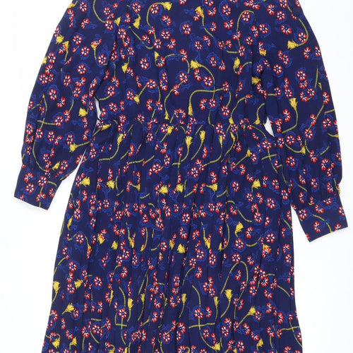 Savida Women Blue Floral A-Line Knee Length Dress Size 14