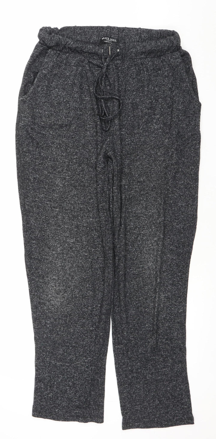 Brave Soul Women's Grey Knit Jogger Trousers Size M