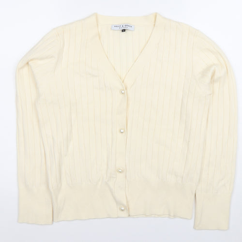 Kelly & Grace Women’s Ivory V-Neck Button Cardigan Size M