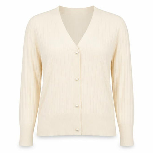 Kelly & Grace Women’s Ivory V-Neck Button Cardigan Size M