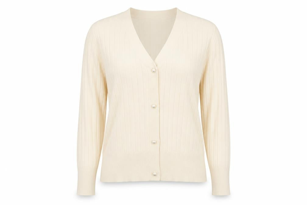 Kelly & Grace Women’s Ivory V-Neck Button Cardigan Size M