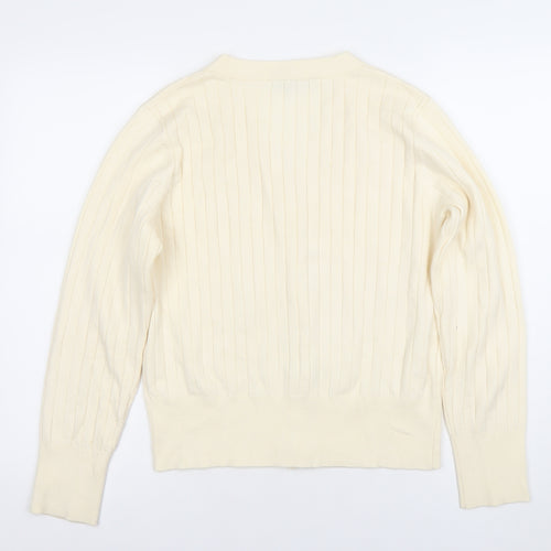 Kelly & Grace Women’s Ivory V-Neck Button Cardigan Size M