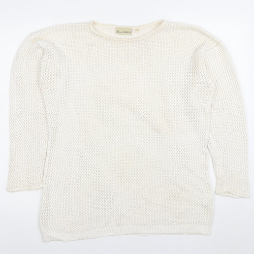 Blue Seven Women’s Ivory Open-Knit Cotton Pullover Jumper Size S