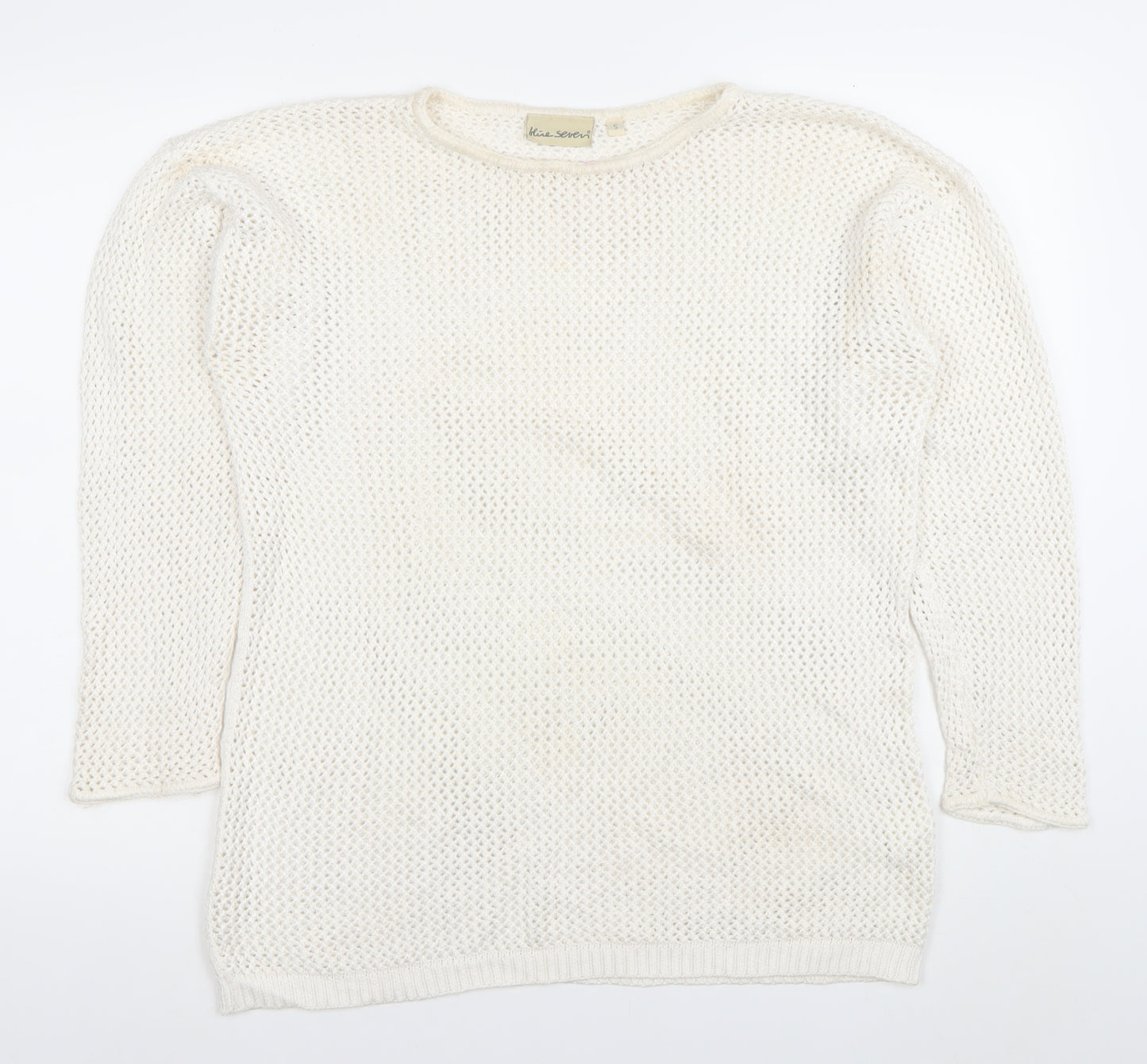 Blue Seven Women’s Ivory Open-Knit Cotton Pullover Jumper Size S