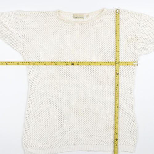 Blue Seven Women’s Ivory Open-Knit Cotton Pullover Jumper Size S