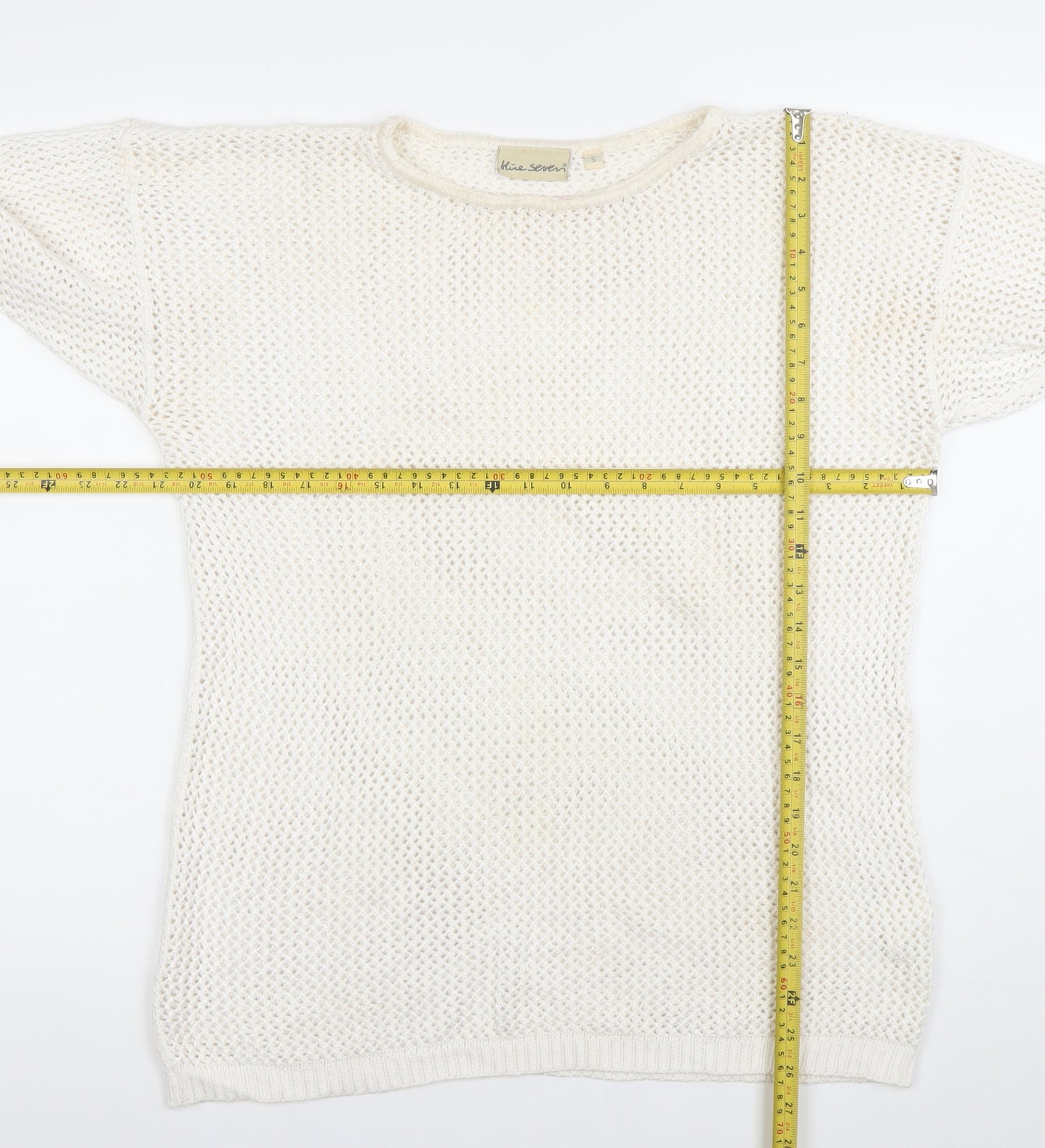 Blue Seven Women’s Ivory Open-Knit Cotton Pullover Jumper Size S