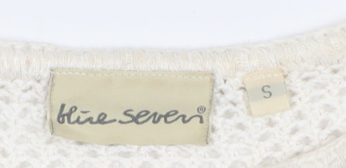 Blue Seven Women’s Ivory Open-Knit Cotton Pullover Jumper Size S