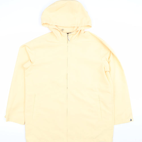 IZOD Women's Yellow Hooded Mid-Length Rain Coat Size S