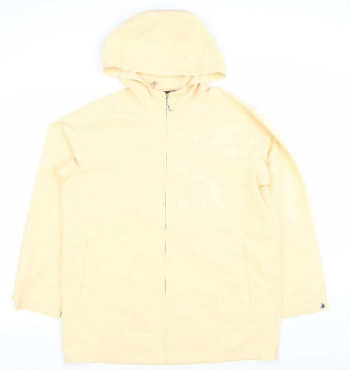 IZOD Women's Yellow Hooded Mid-Length Rain Coat Size S