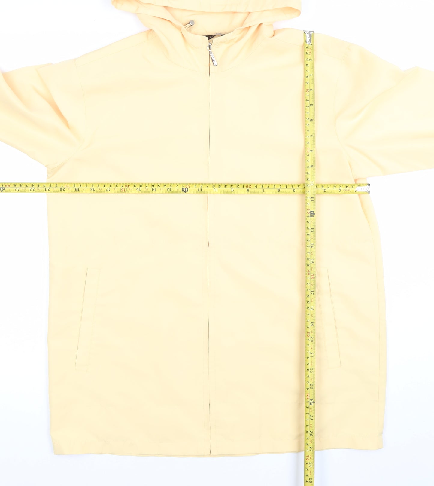 IZOD Women's Yellow Hooded Mid-Length Rain Coat Size S