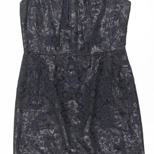 Jigsaw Women’s Blue Jacquard Sleeveless Sheath Dress Size 10