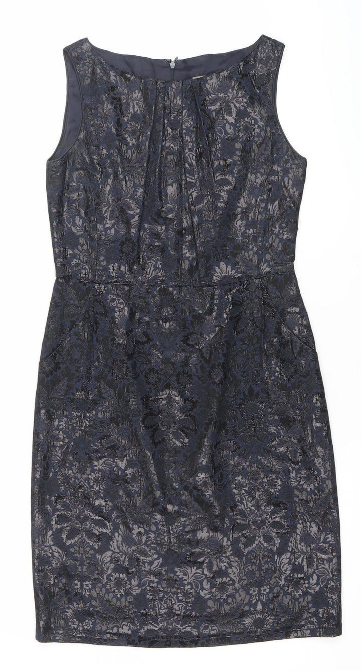 Jigsaw Women’s Blue Jacquard Sleeveless Sheath Dress Size 10