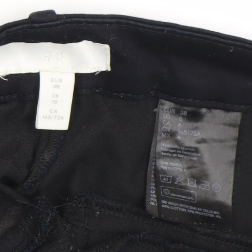 H&M Womens Black Straight Leg Jeans Size 10 Regular Fit Cotton Blend