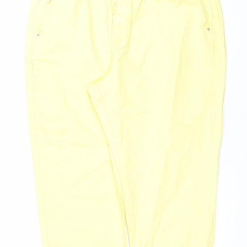 Savida Women Lemon Yellow Cotton Relaxed Jeans Size 18