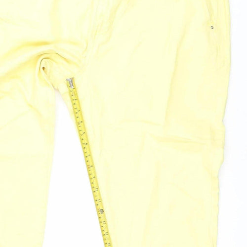 Savida Women Lemon Yellow Cotton Relaxed Jeans Size 18