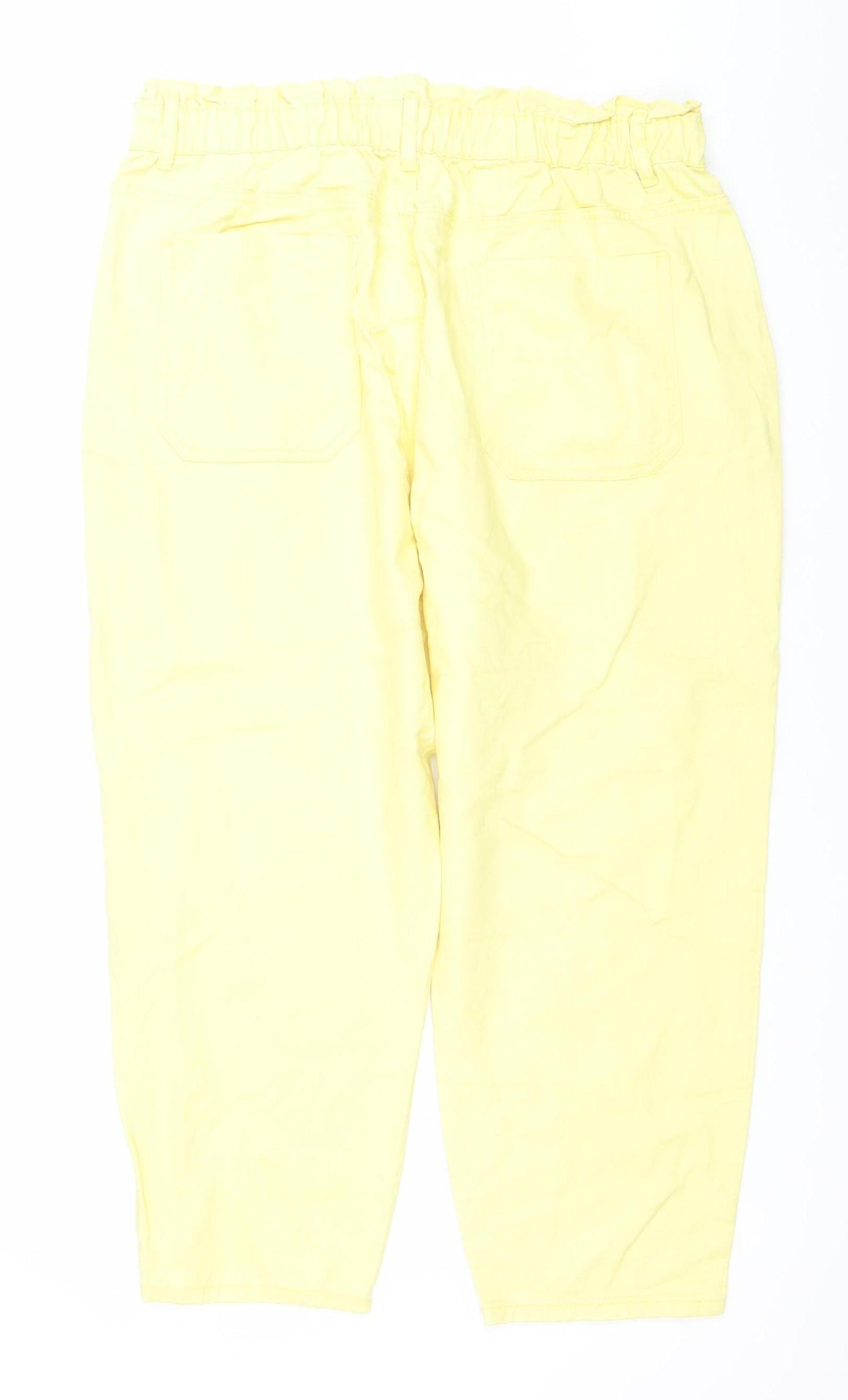 Savida Women Lemon Yellow Cotton Relaxed Jeans Size 18