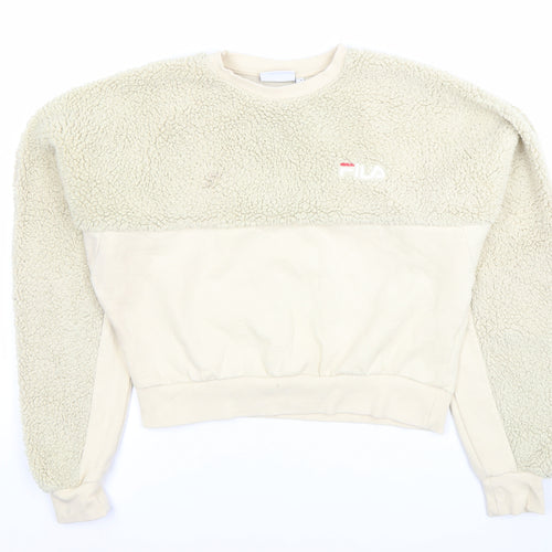 FILA Womens Beige XS Pullover Sherpa Fleece Sweatshirt