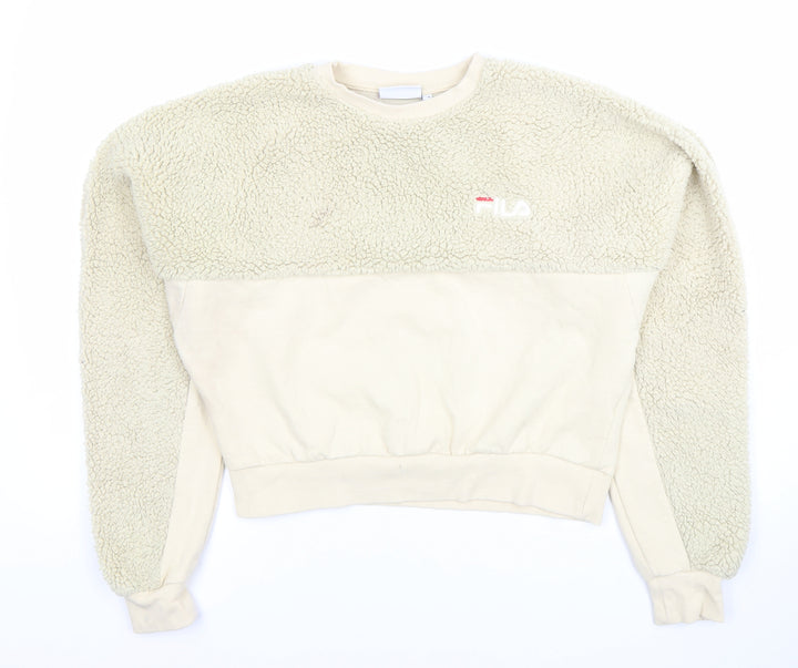 FILA Womens Beige XS Pullover Sherpa Fleece Sweatshirt