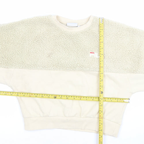 FILA Womens Beige XS Pullover Sherpa Fleece Sweatshirt
