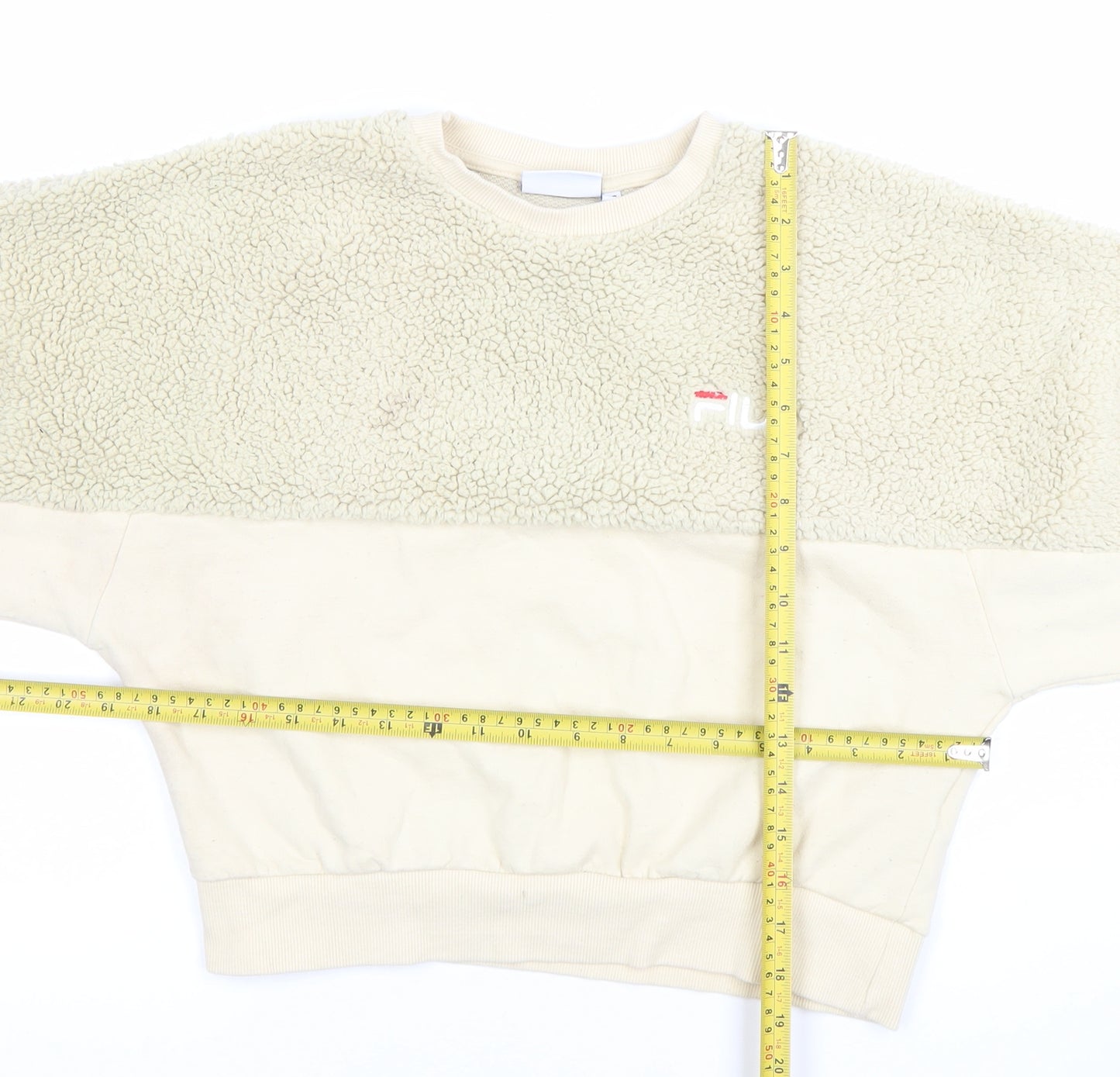 FILA Womens Beige XS Pullover Sherpa Fleece Sweatshirt