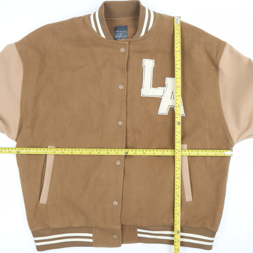 Primark Womens Brown Varsity Jacket Size S 10-12 Casual Autumn
