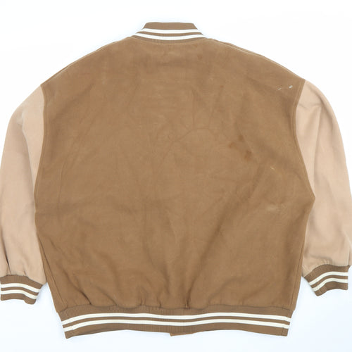 Primark Womens Brown Varsity Jacket Size S 10-12 Casual Autumn