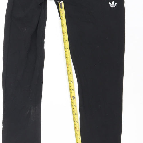 Adidas Girls Black 13-14Y Ankle Leggings Slim Fit Activewear Cotton Blend