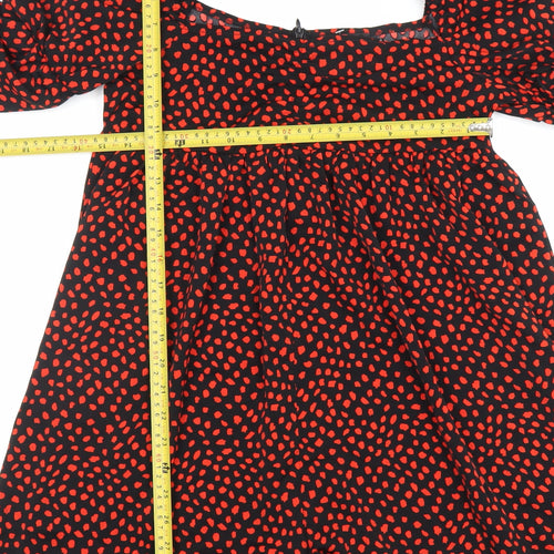 PrettyLittleThing Women’s Black Red Polka Dot Playsuit Size 8 Polyester Long Sleeve