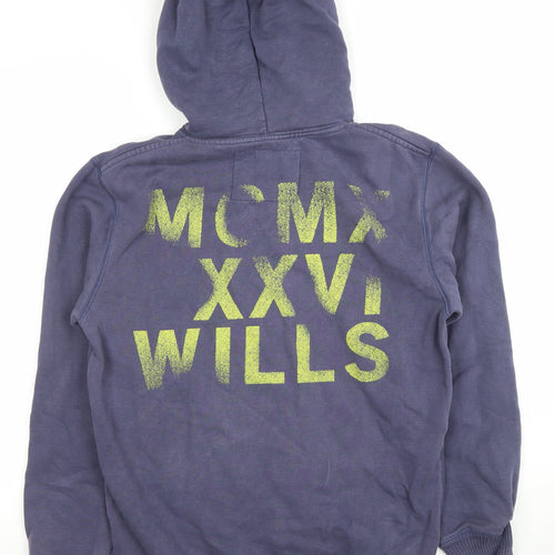 Jack Wills Men's Blue XS Pullover Hoodie with Logo Print