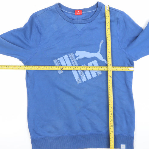 Puma Womens Blue Cotton Blend Crew Neck Pullover Sweatshirt Size 12