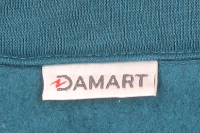 Damart Womens Blue Collared Cardigan M 14/16 Long Sleeve Polyester Cotton
