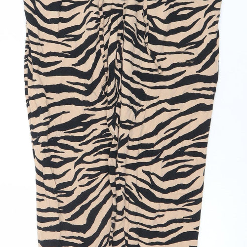 New Look Women's Beige Animal Print Viscose Jogger Trousers Size 8