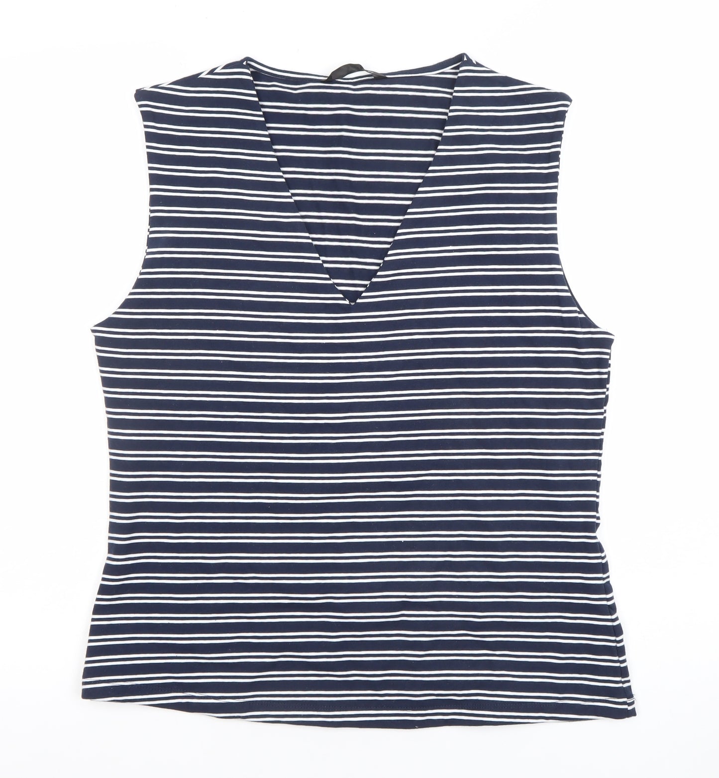 Dunnes Women’s Blue Striped Sleeveless V-Neck Tank Top L