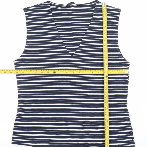 Dunnes Women’s Blue Striped Sleeveless V-Neck Tank Top L