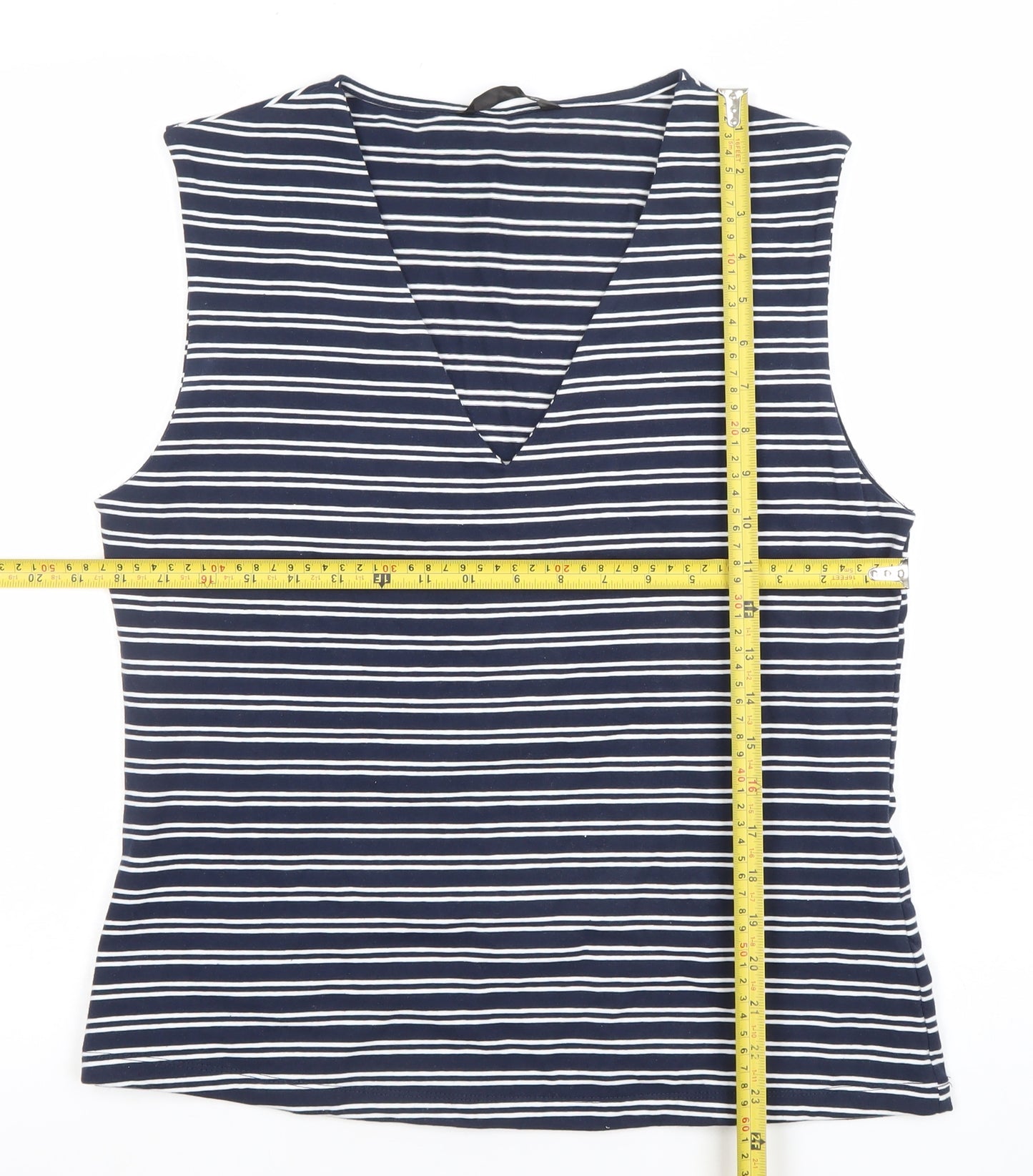Dunnes Women’s Blue Striped Sleeveless V-Neck Tank Top L