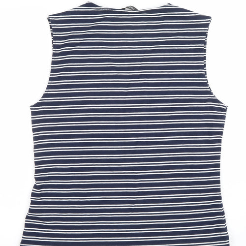 Dunnes Women’s Blue Striped Sleeveless V-Neck Tank Top L