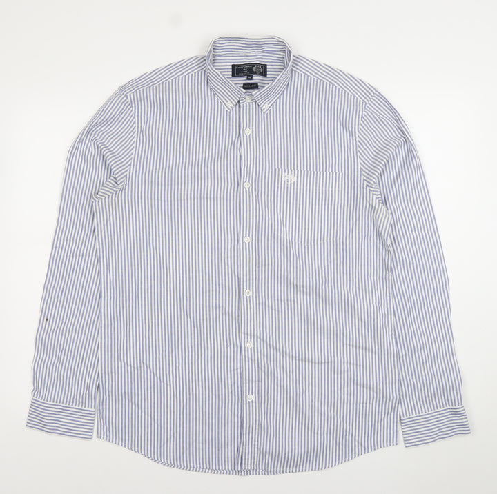 Paul Costelloe Living Men's Blue White Striped Cotton Shirt Size M Regular Fit