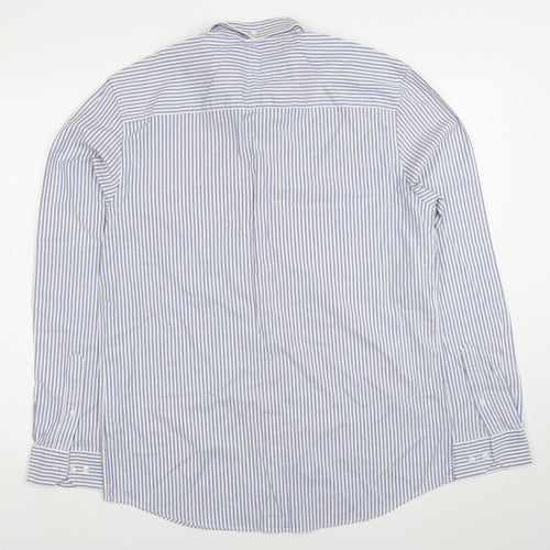 Paul Costelloe Living Men's Blue White Striped Cotton Shirt Size M Regular Fit