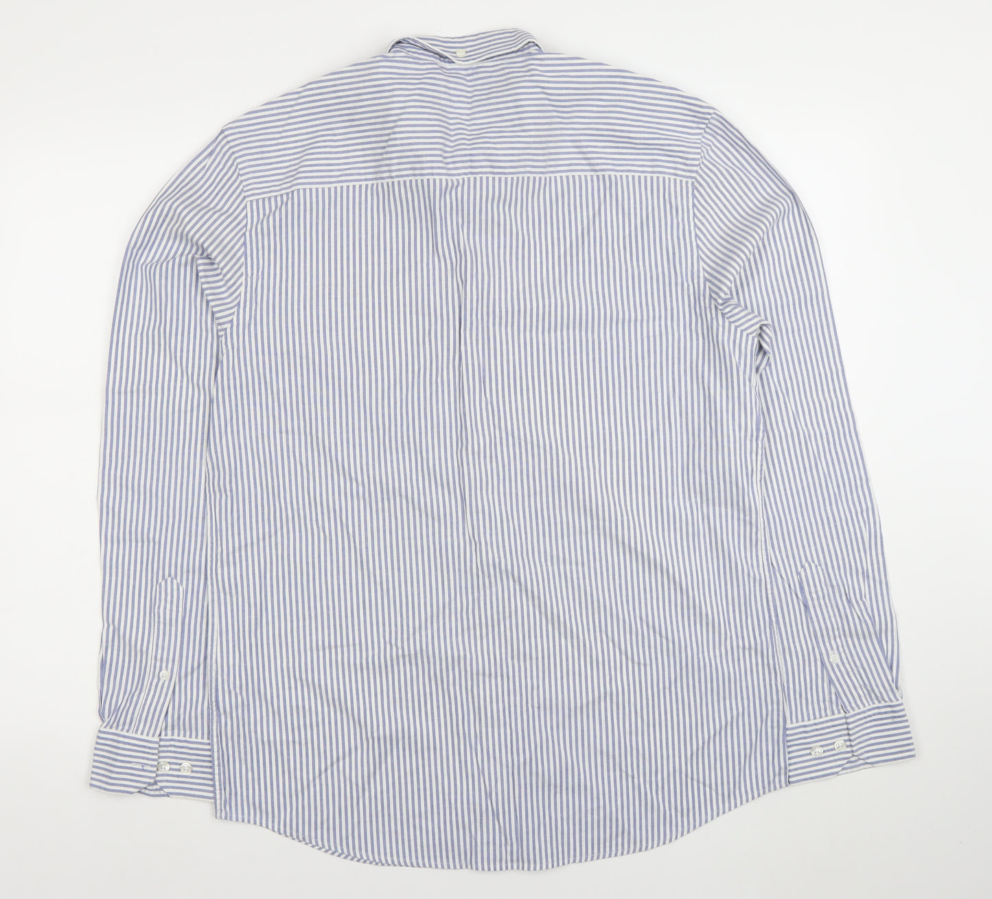 Paul Costelloe Living Men's Blue White Striped Cotton Shirt Size M Regular Fit