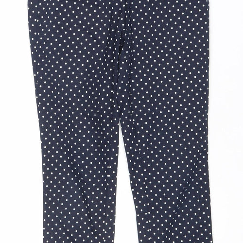 Savior Women Blue Polka Dot Cotton Blend Stretch Leggings Size 8