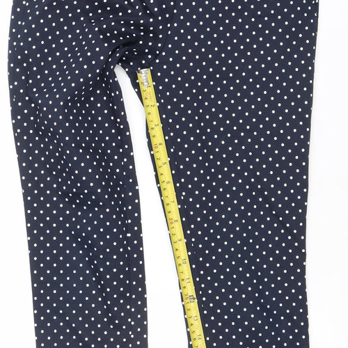 Savior Women Blue Polka Dot Cotton Blend Stretch Leggings Size 8