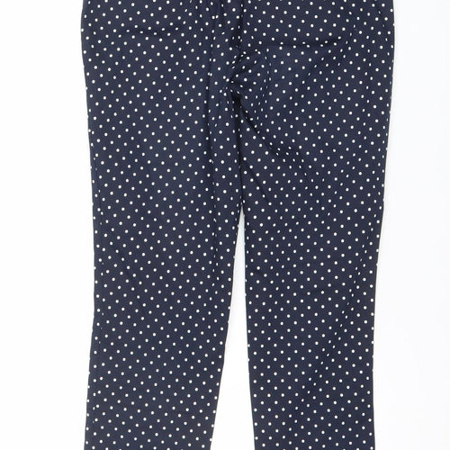 Savior Women Blue Polka Dot Cotton Blend Stretch Leggings Size 8