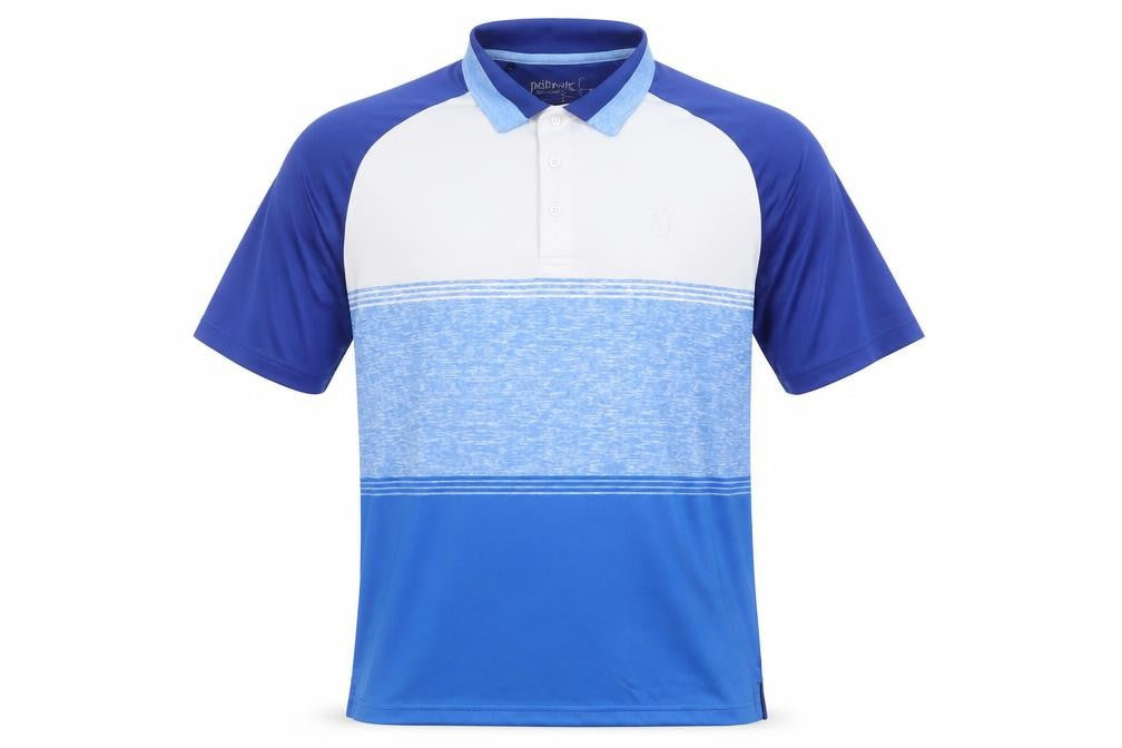 Pádraig Harrington Mens Blue Colourblock Golf Polo Shirt Size S
