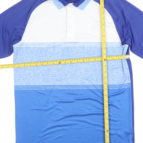Pádraig Harrington Mens Blue Colourblock Golf Polo Shirt Size S