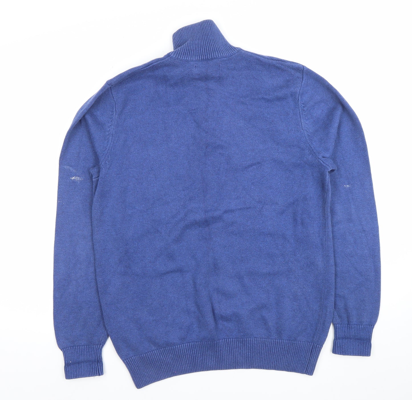 Maine New England Men’s Blue 1/4 Zip Cotton Wool Jumper Size S