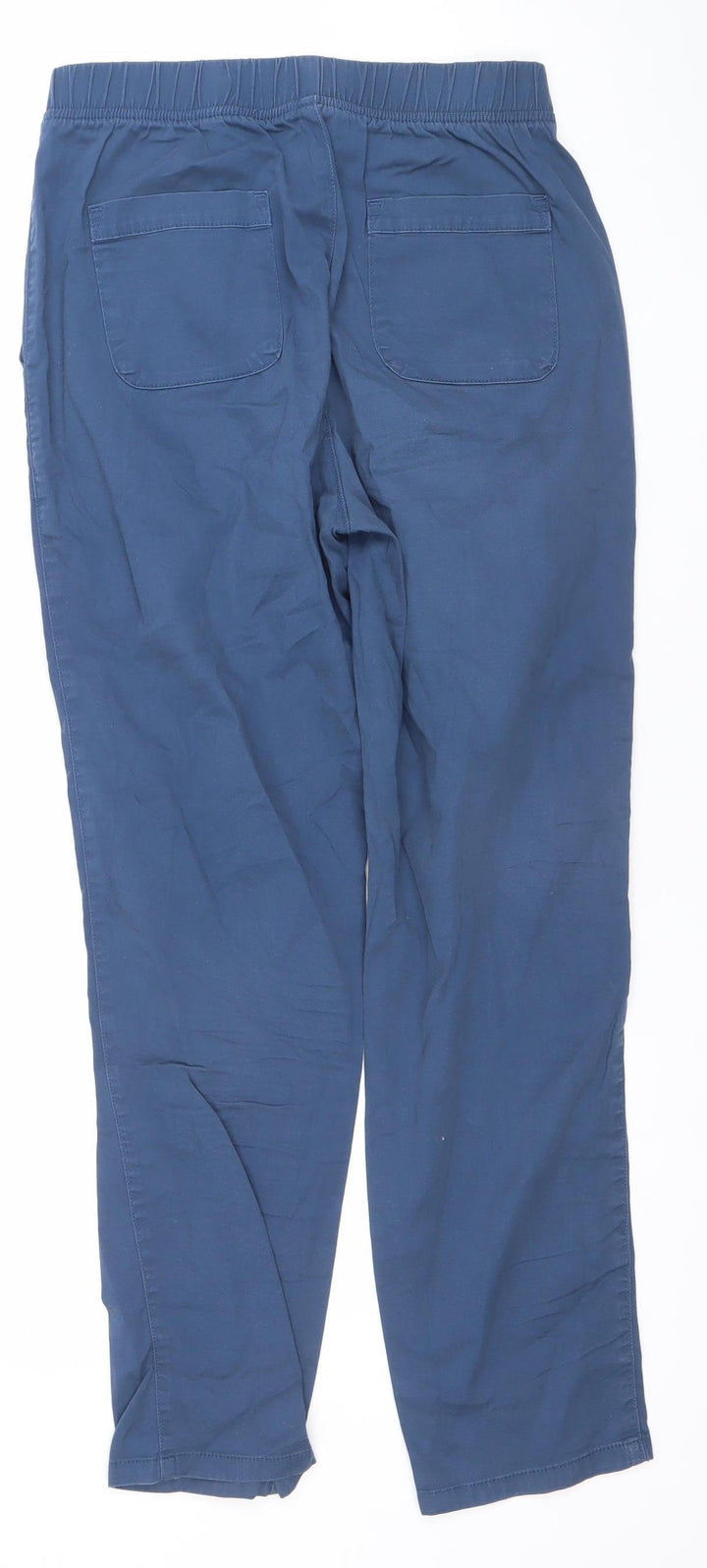 Dunnes Stores Women's Blue Cotton Joggers Size S Elastic Waist Casual Comfort Trousers