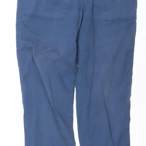 Dunnes Stores Women's Blue Cotton Joggers Size S Elastic Waist Casual Comfort Trousers