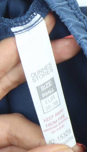 Dunnes Stores Women's Blue Cotton Joggers Size S Elastic Waist Casual Comfort Trousers