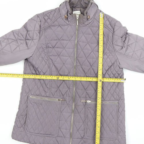 Gallery Women's Grey Quilted Full Zip Mid-Length Jacket Size 12