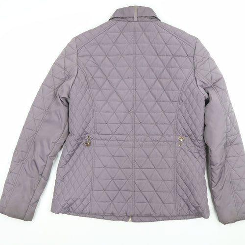 Gallery Women's Grey Quilted Full Zip Mid-Length Jacket Size 12